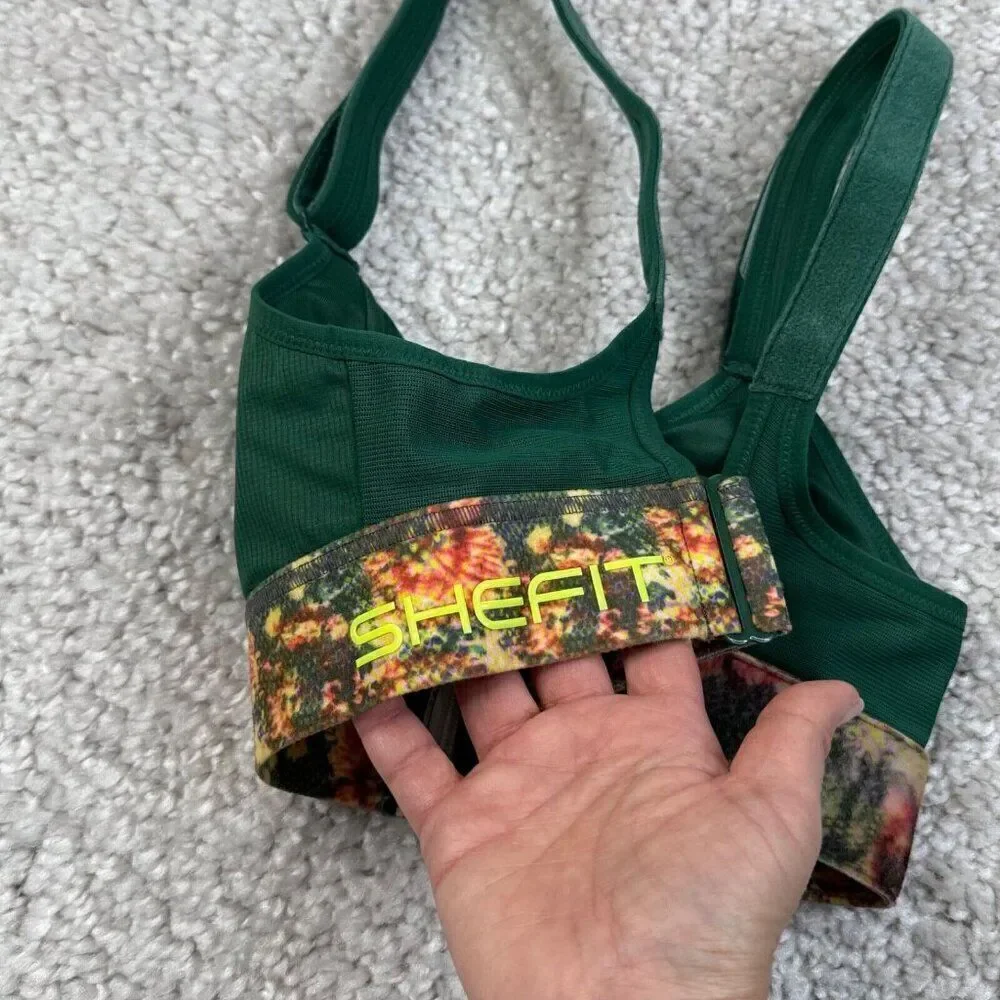 Shefit Ultimate High Impact Sports Bra Green Conquer Print XS